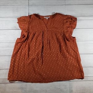 Nanette Lepore Orange Flutter Sleeve Blouse